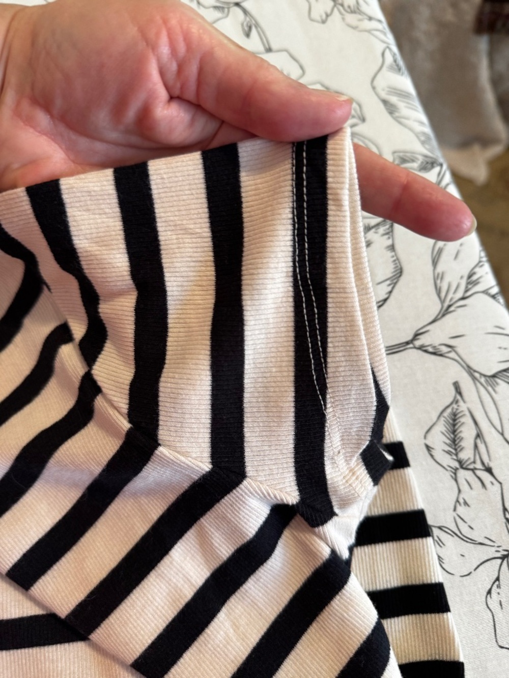 New! Rib knit short sleeved tee, size M, black/cream striped from a new day - Picture 8 of 10